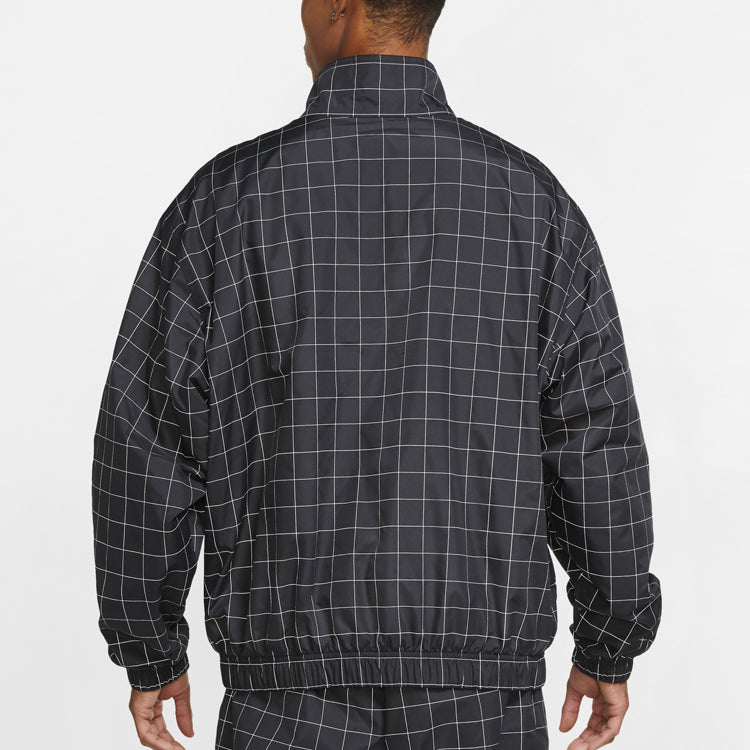 Lab Casual Sports Woven Plaid Reflective Jacket Black
