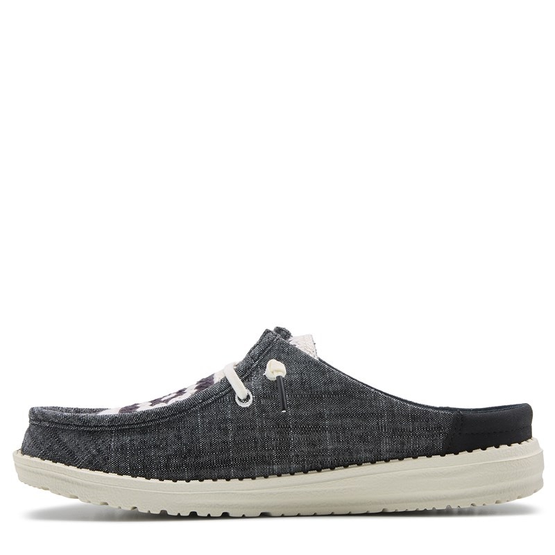Women's Wendy Slip Cottage Crochet Mule Shoes (Black/White Multi)