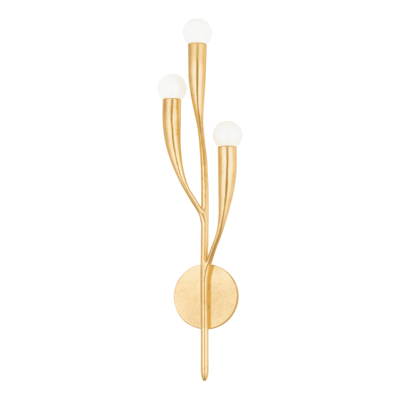 Vintage Gold Leaf Three Light Wall Sconce from the Labra Collection