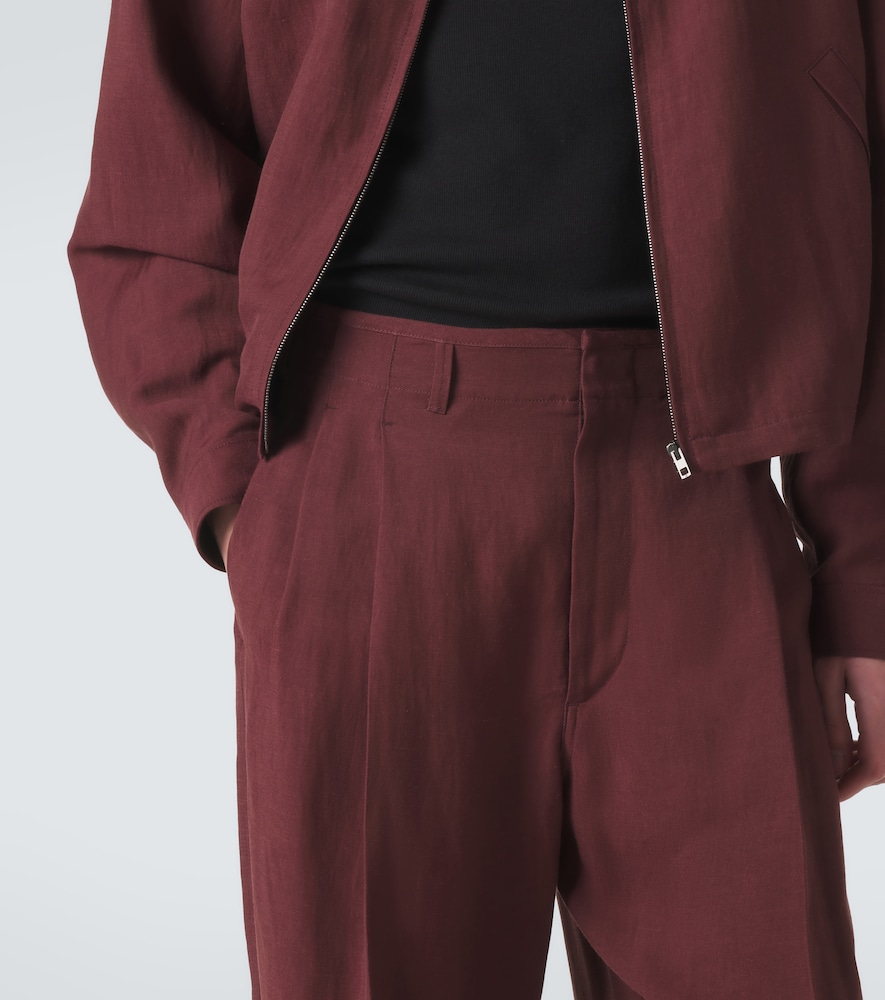 Pleated gabardine wide-leg pants