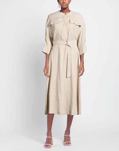 Woman Midi dress Beige Size 6 Linen, Viscose