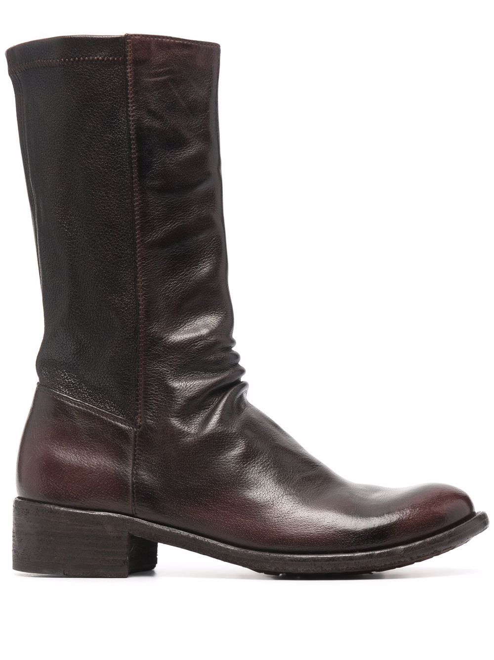 Ruched-detailing zip-up leather boots - Brown