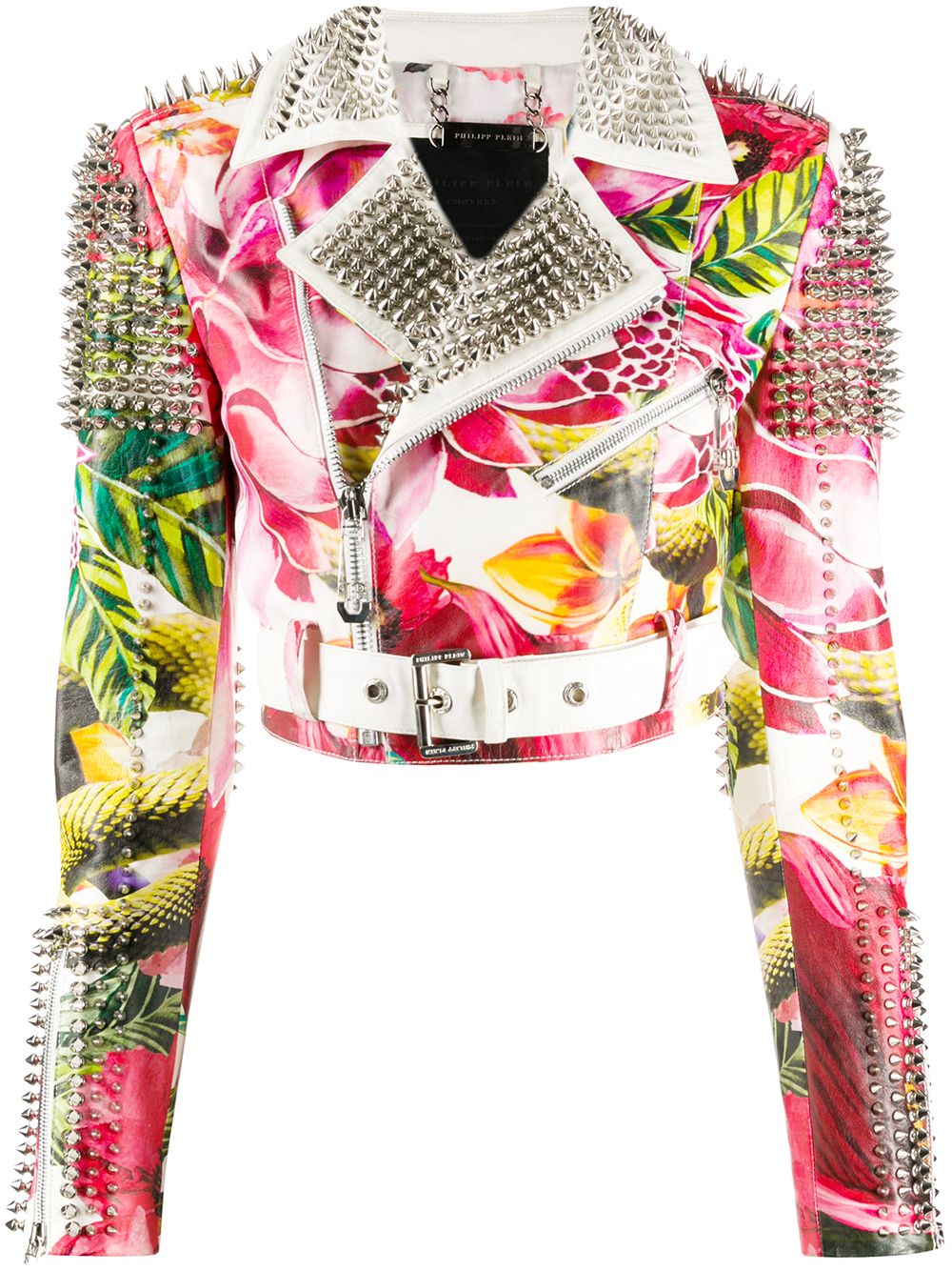 Floral print biker jacket