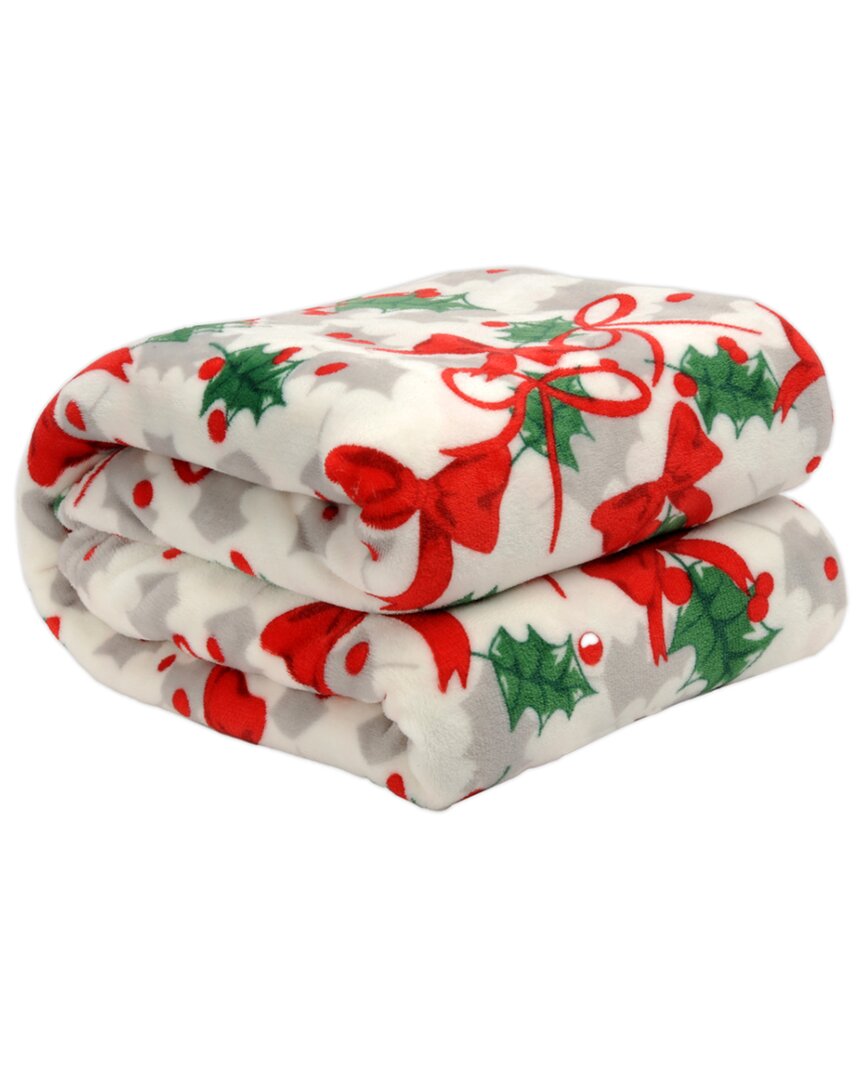 Holiday Print Plush Flannel Throw Blanket