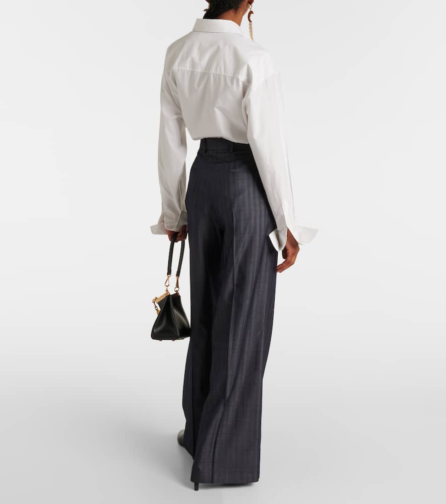 Pleated wool-blend wide-leg pants