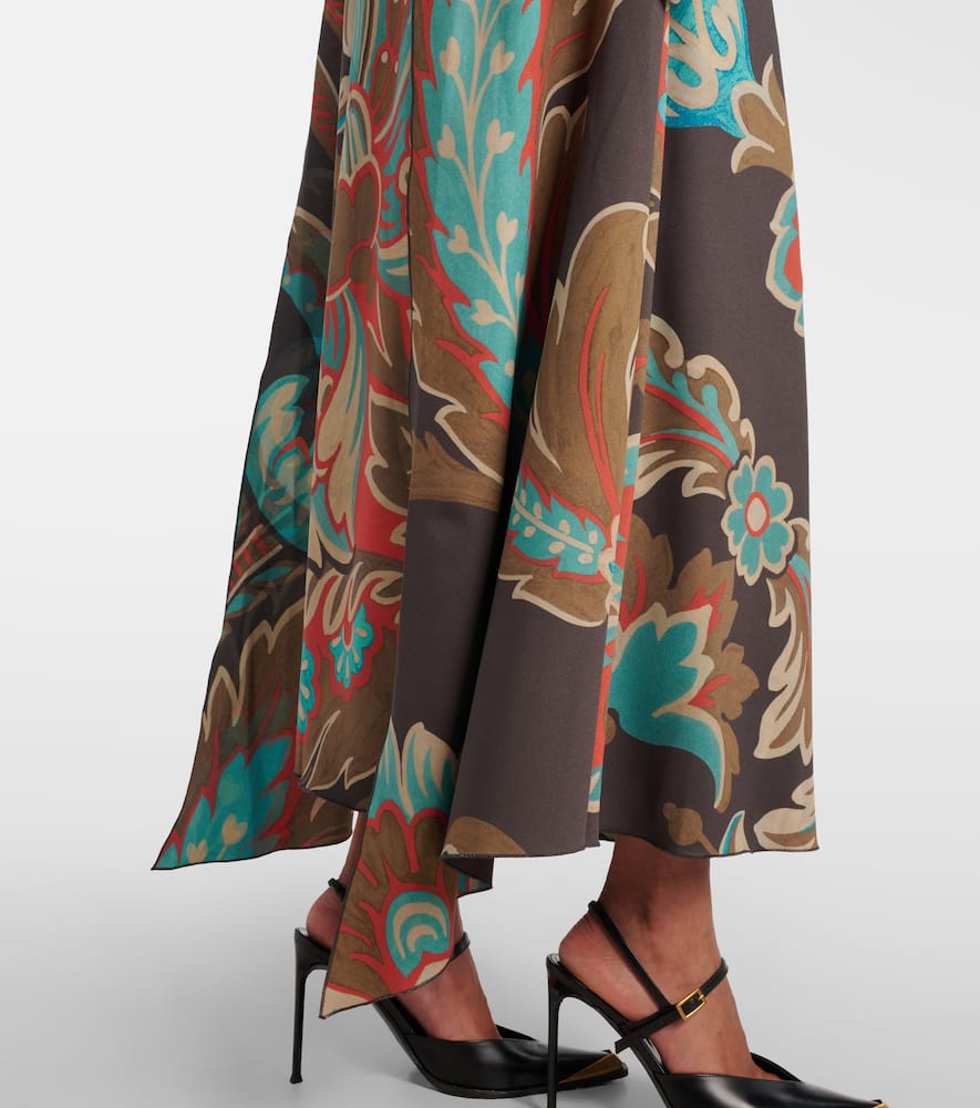 Printed asymmetric maxi dress