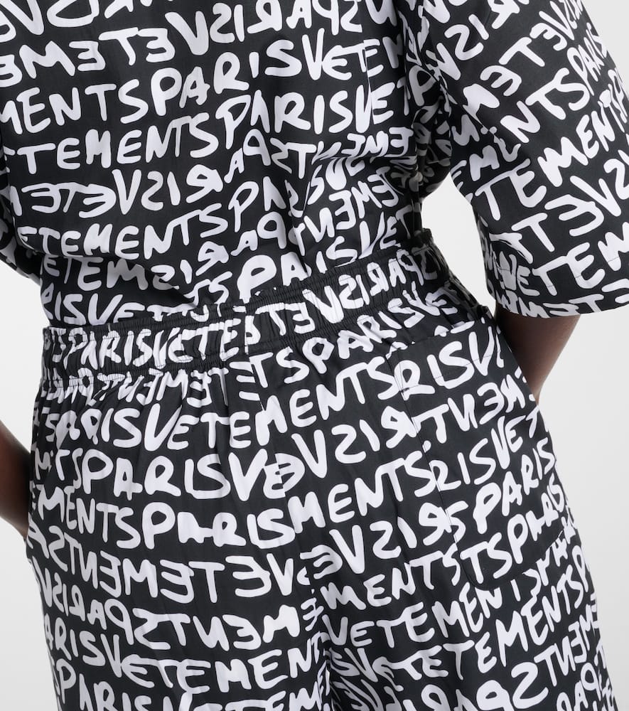 Printed high-rise cotton wide-leg pants