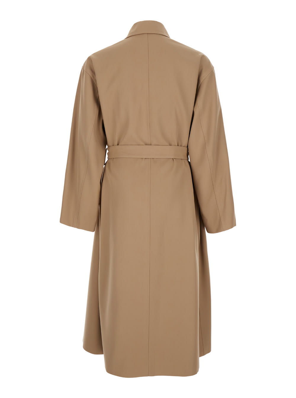 Trench In Gabardina Di Lana Lungo