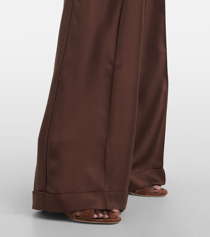 Silk twill wide-leg pants