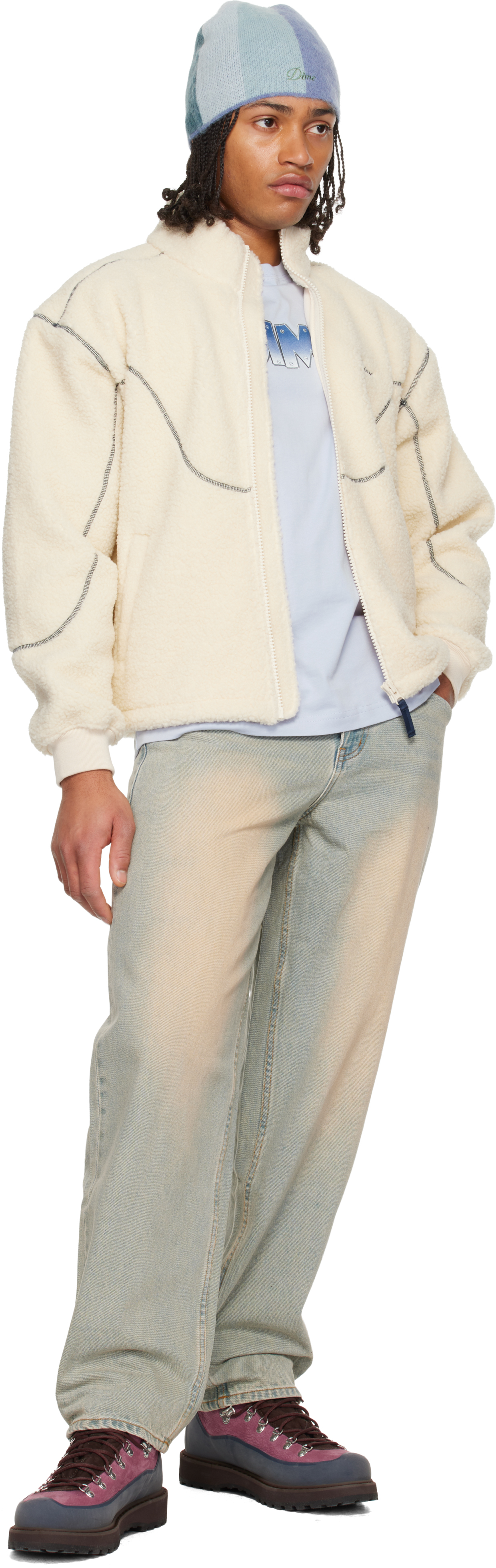 Off-White Polar Fleece Sherpa Zip Jacket