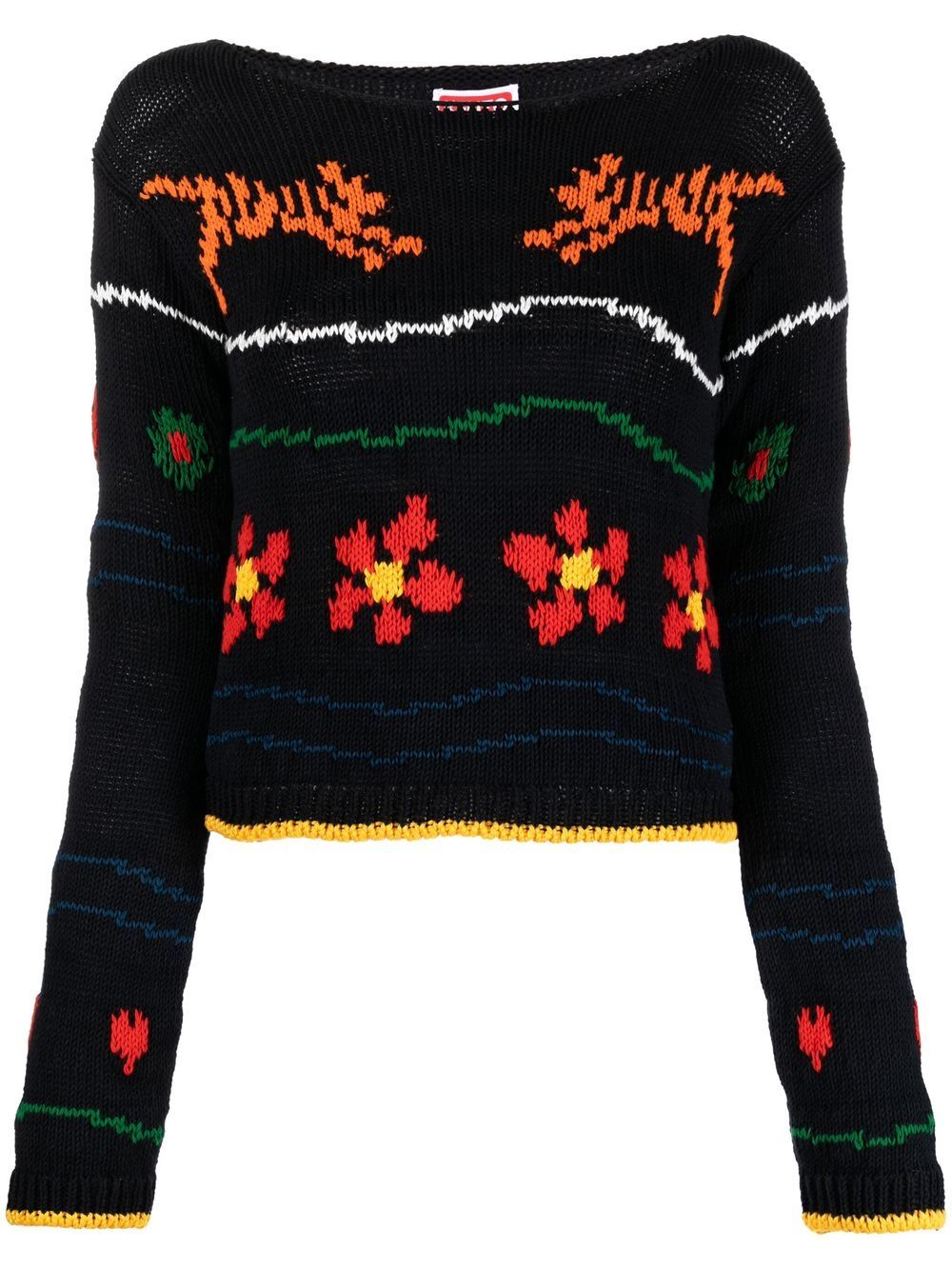 Intarsia-knit design jumper - Black