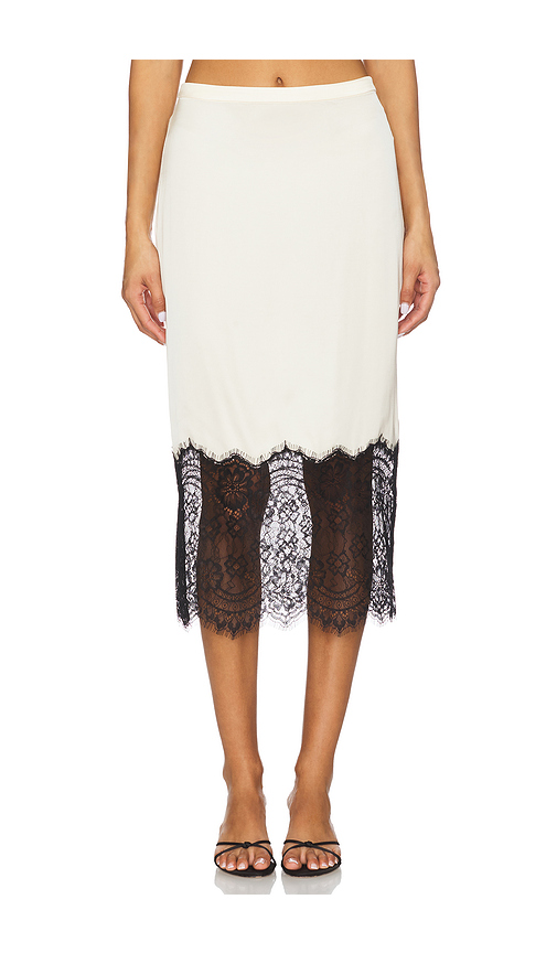 Good American Satin Lace Slip Midi Skirt in Black,White. - L also in XXXXL/4X