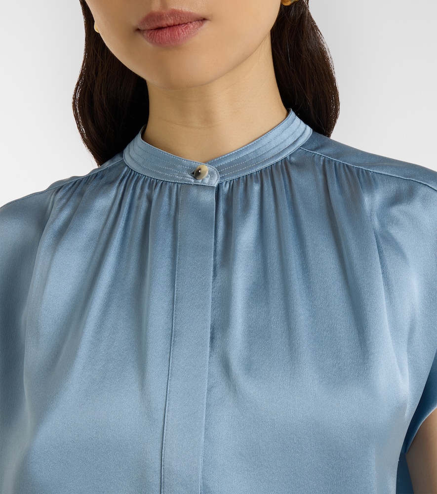 Gathered silk satin blouse