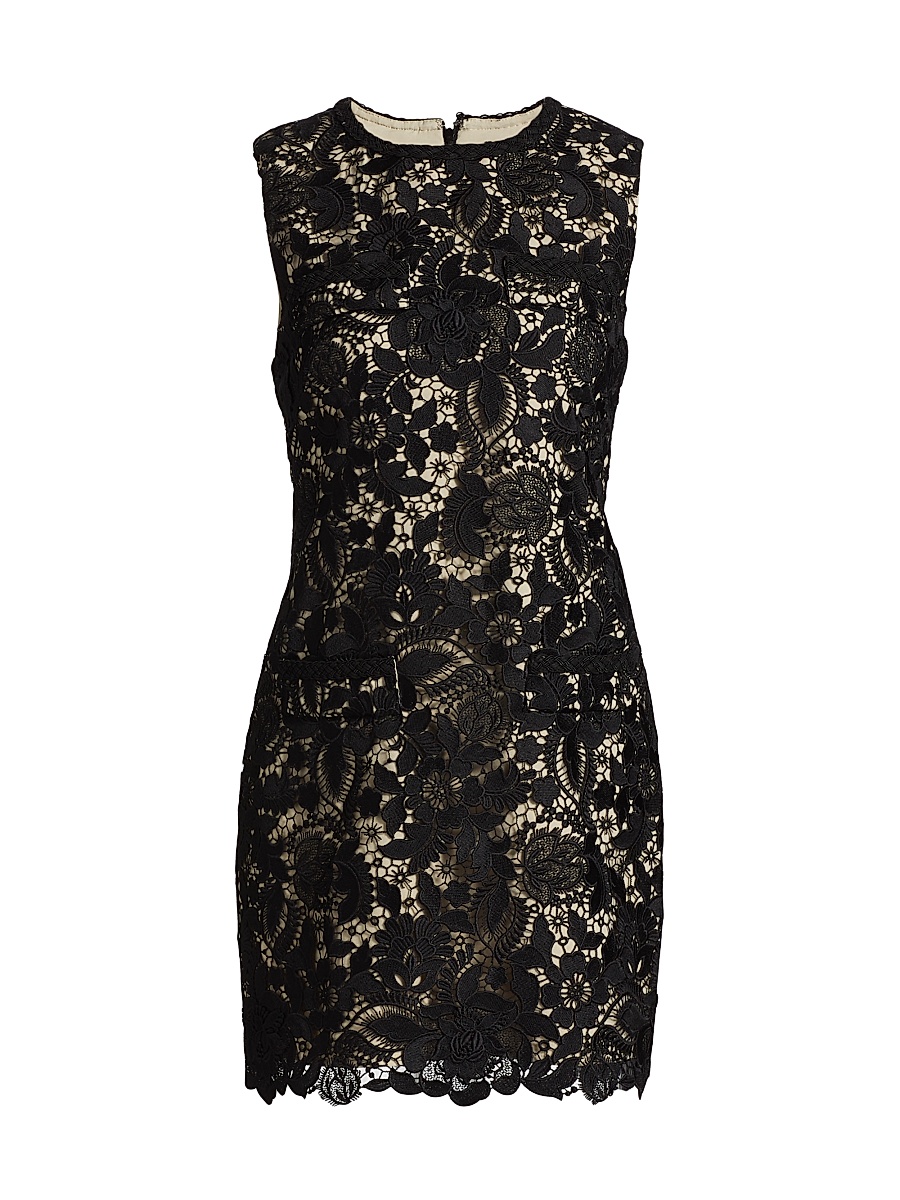 Women's Garden Lace Sheath Minidress - Black
