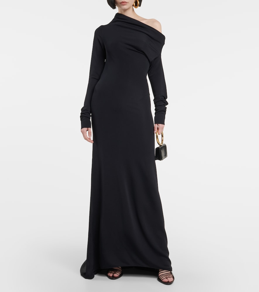 One-shoulder jersey gown