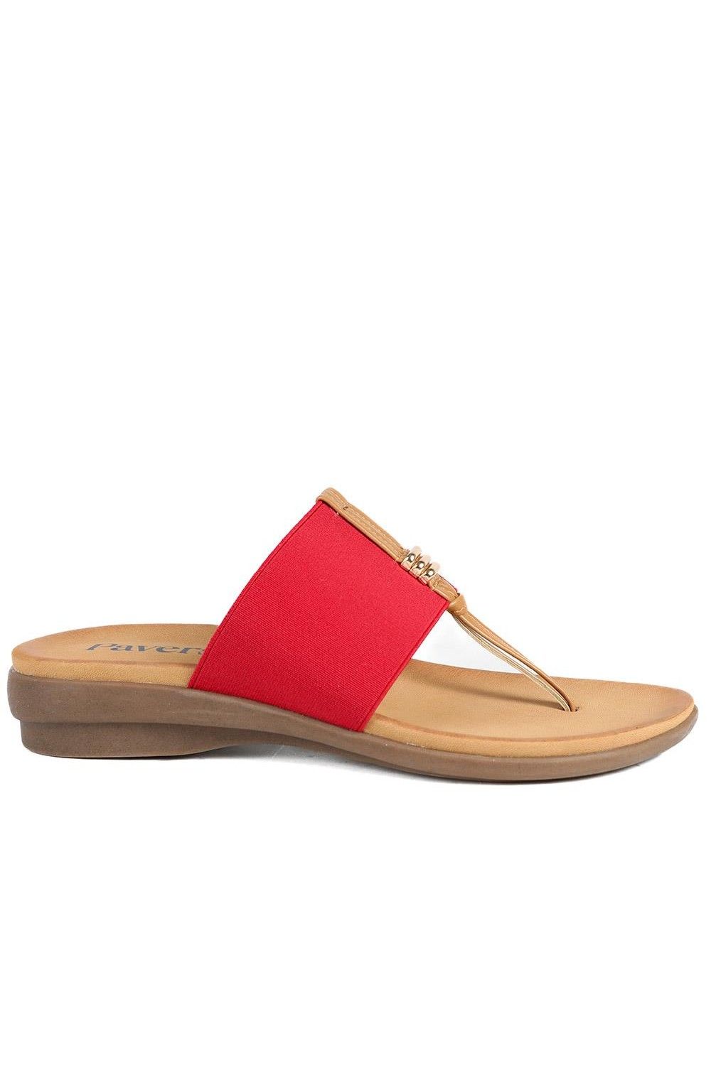 Pavers Women's Flexible Toe Post Sandals in Red
