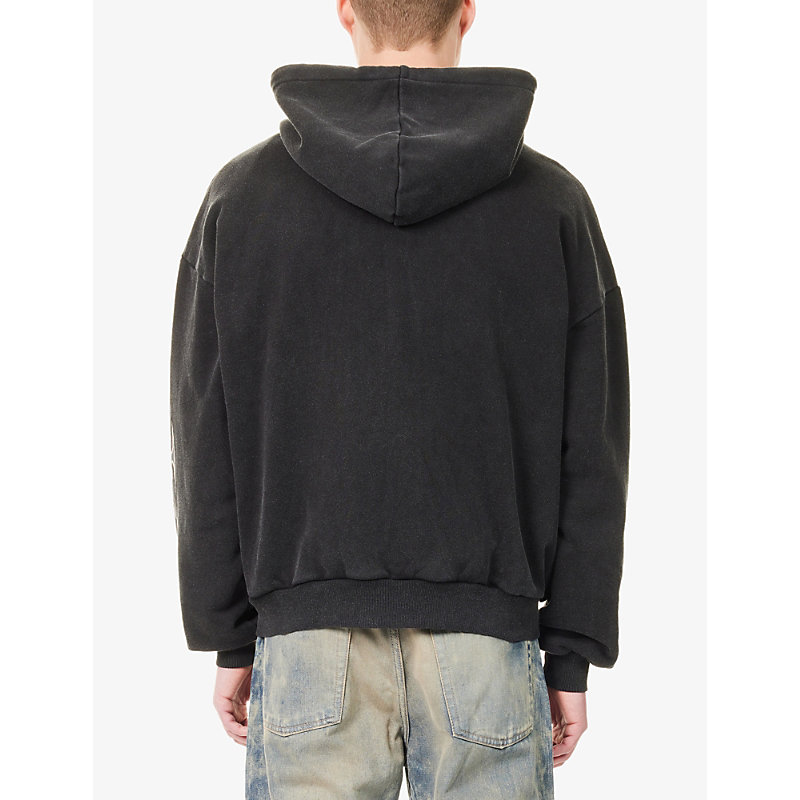 Mens Logo-Print Zip-Up Cotton Hoody