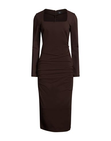 Woman Midi dress Dark brown Size 6 Viscose, Polyamide, Elastane