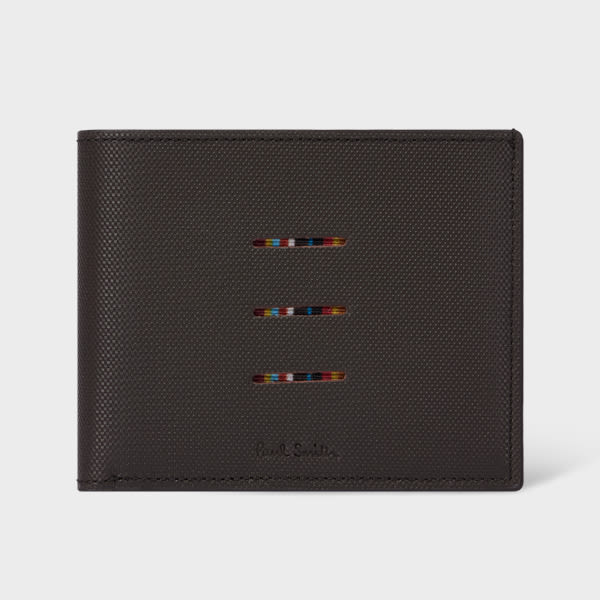 Brown 'Signature Stripe' Cutout Compact Billfold Wallet