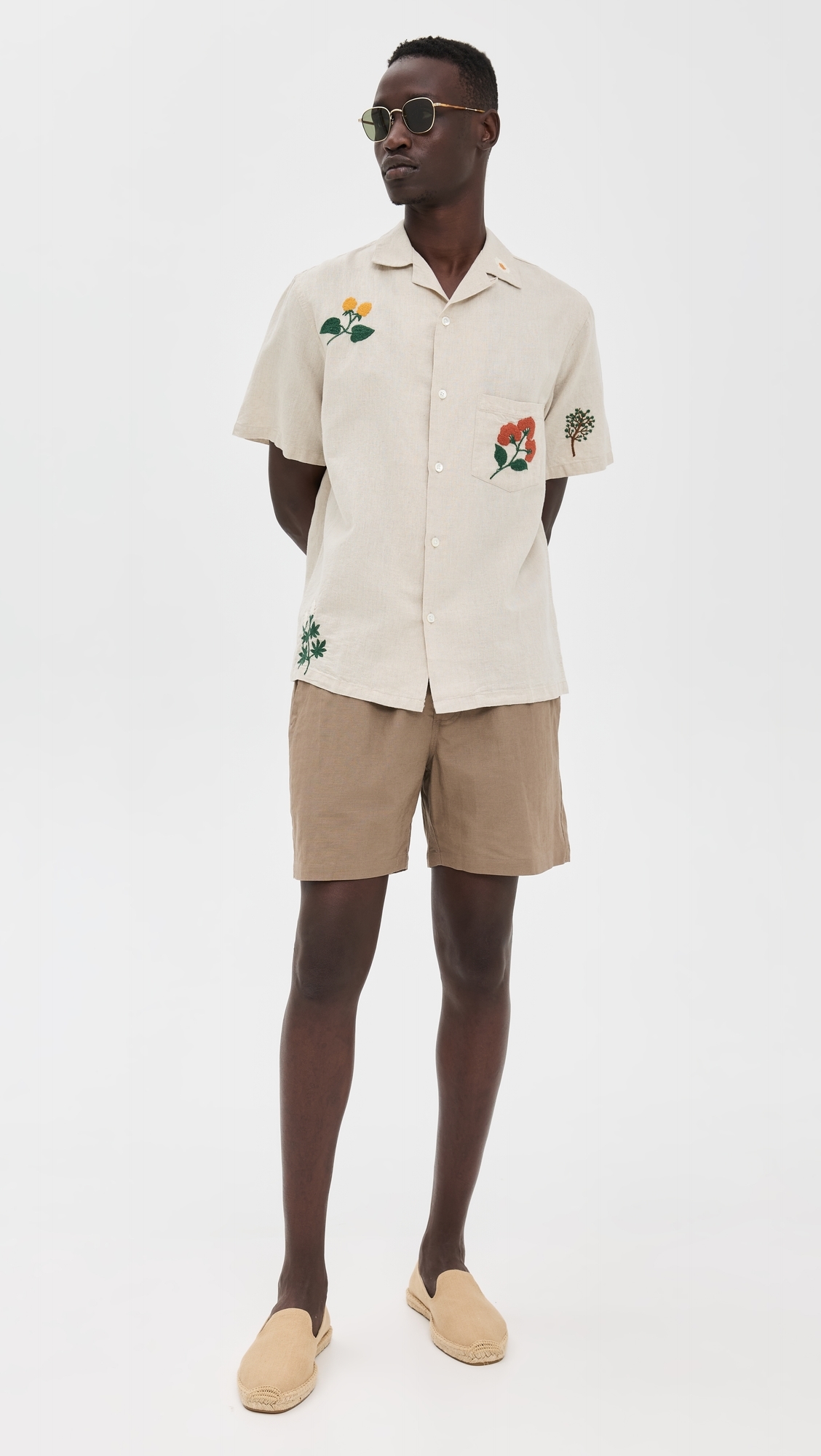 OAS Taupe Linen Shorts Brown