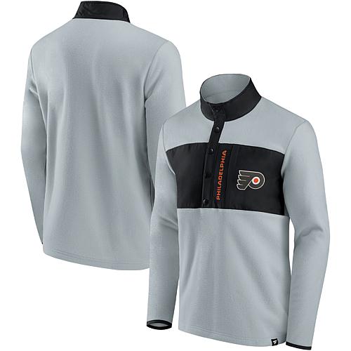Men's Fanatics Gray/Black Philadelphia Flyers Omni Polar Fleece Quarter-Snap Jacket