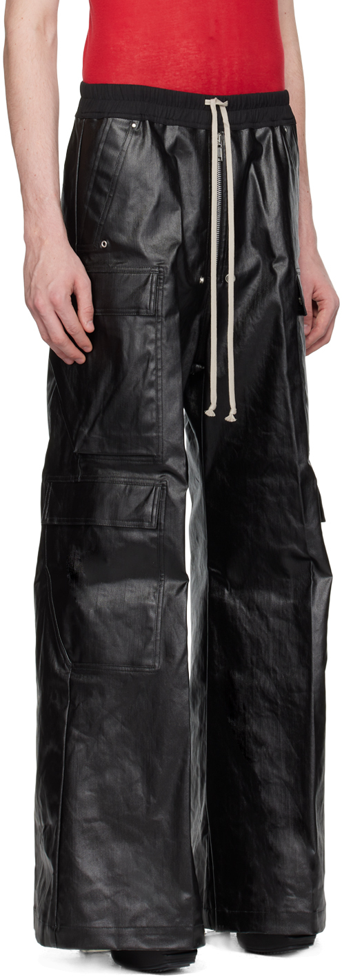 Rick Owens Black Cargobelas Denim Cargo Pants