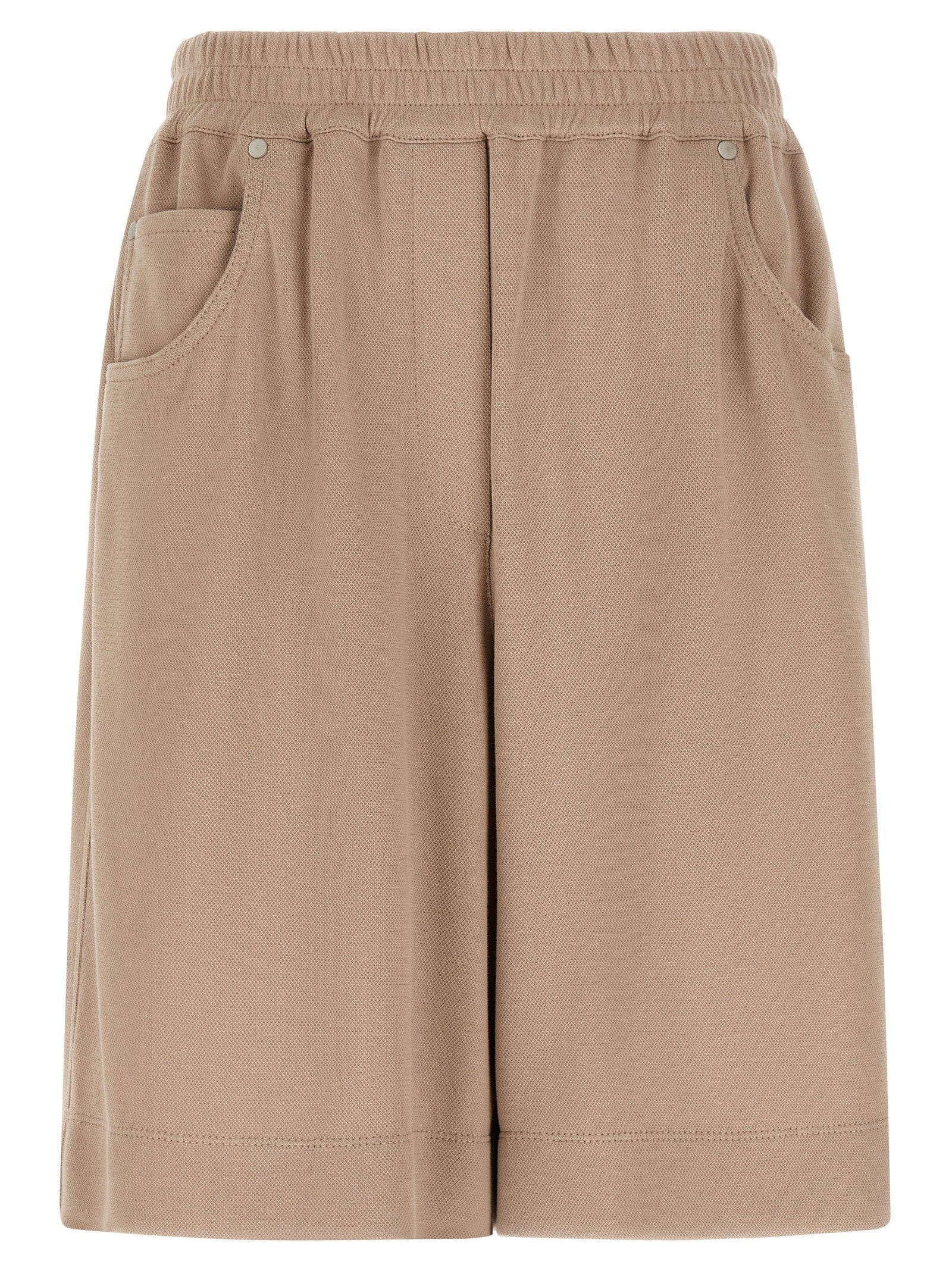 Piqué Cotton Bermuda Shorts — Brown