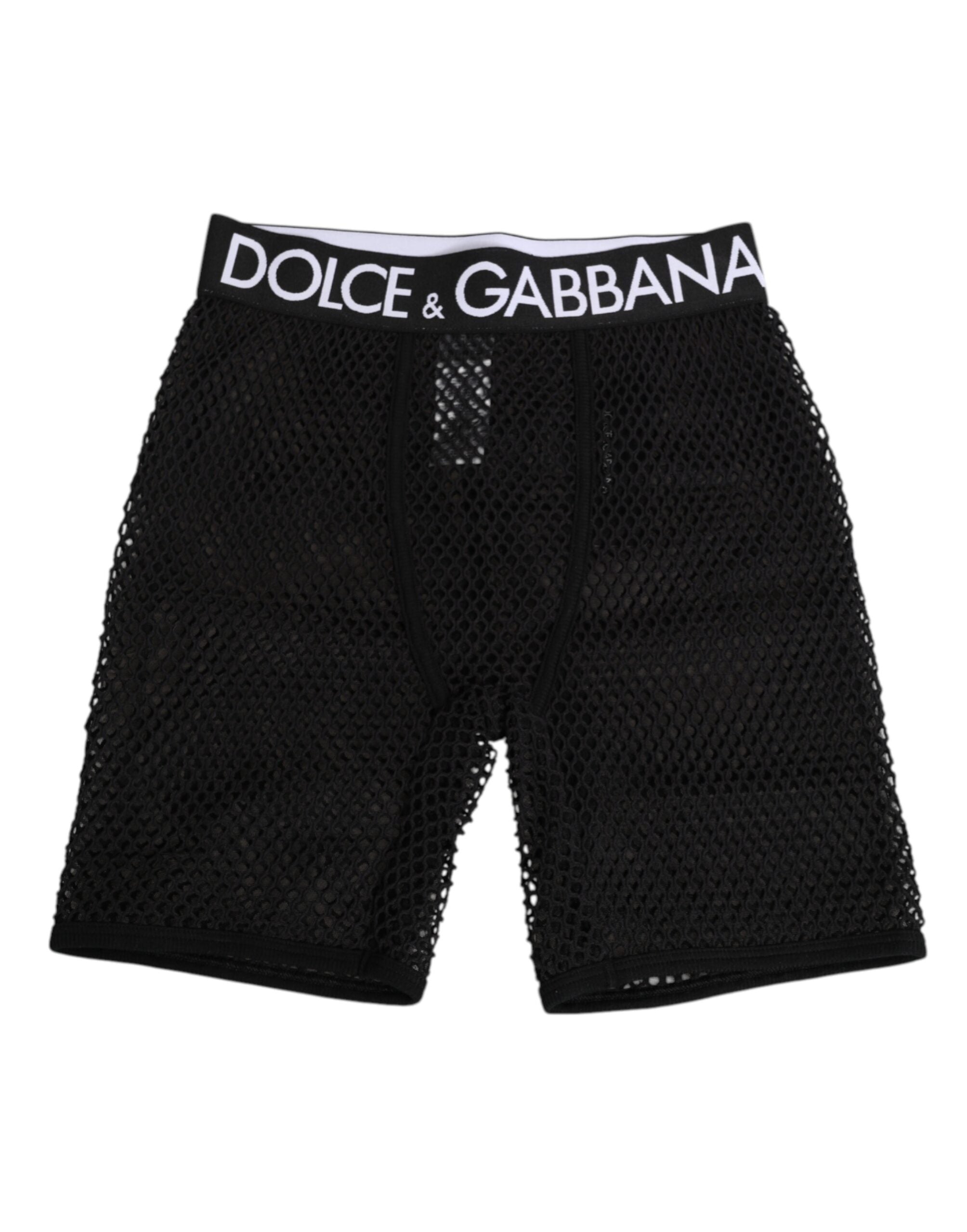 Cotton Mesh Logo Shorts — Black