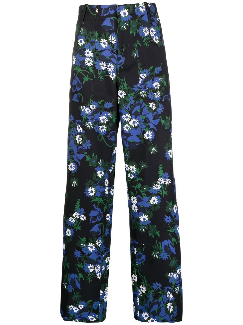 All-over floral-print trousers - Black