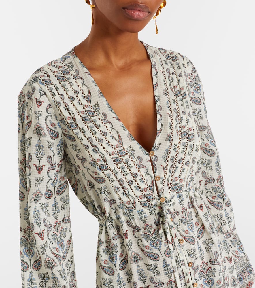 Vani paisley ruffled midi dress