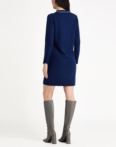 Woman Mini dress Navy Size 6 Merino Wool, Viscose, Cashmere
