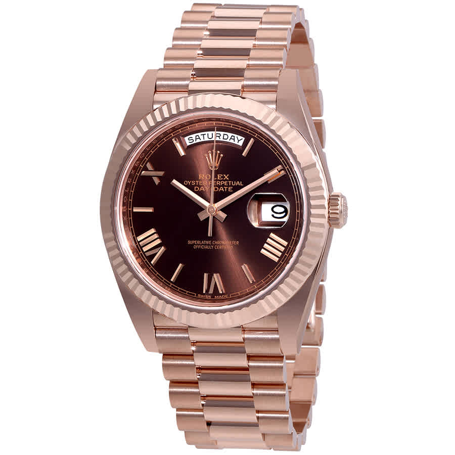 Day-Date 40 Chocolate Dial 18K Everose Gold President Automatic Mens Watch 228235CHRP