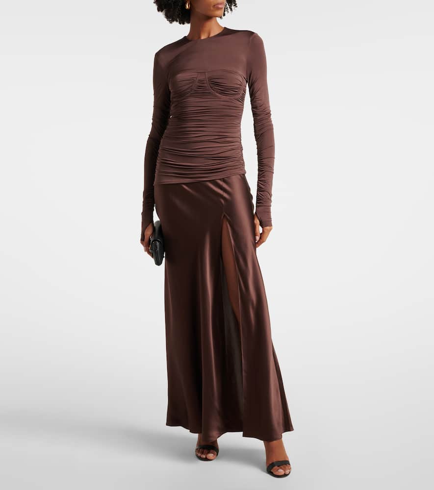Alessia draped jersey and satin maxi dress