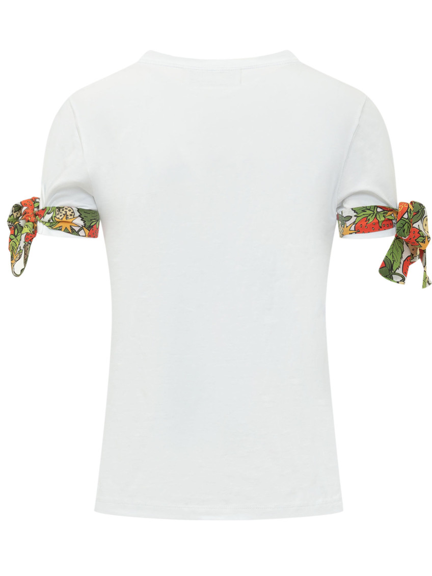 White Embroidered Crew Neck T-Shirt
