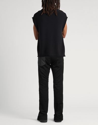 Man Jeans Black Size 28 Cotton, Elastane, Calfskin