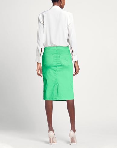 Woman Midi skirt Green Size 4 Cotton, Polyester, Elastane