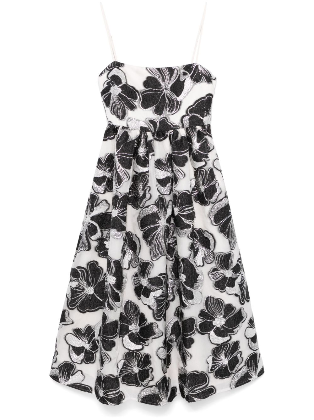 Anemone-jacquard voluminous midi dress - White