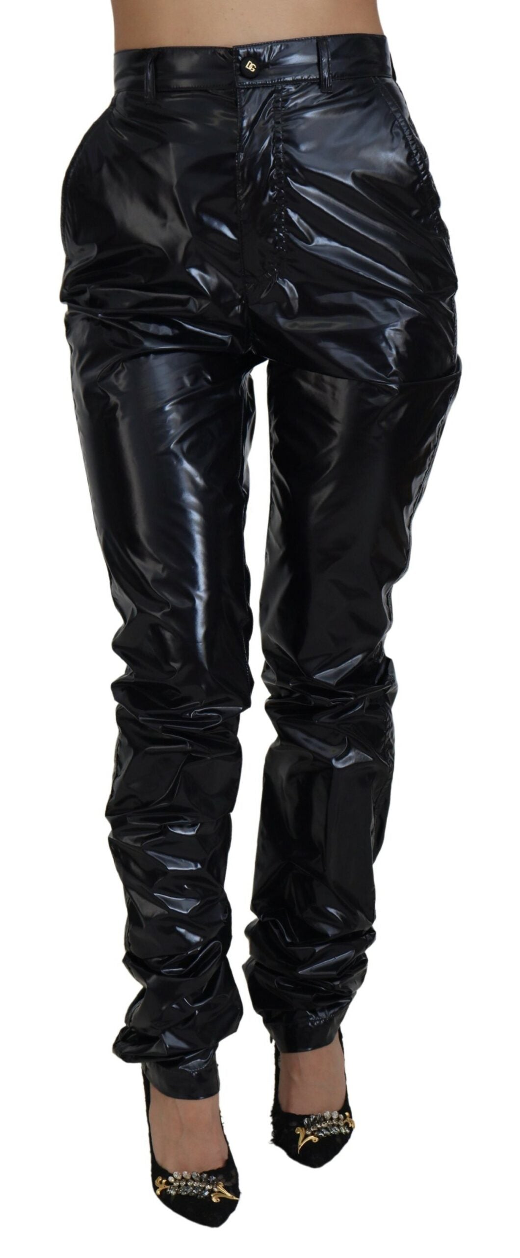 Nylon High-Waist Trousers — Black