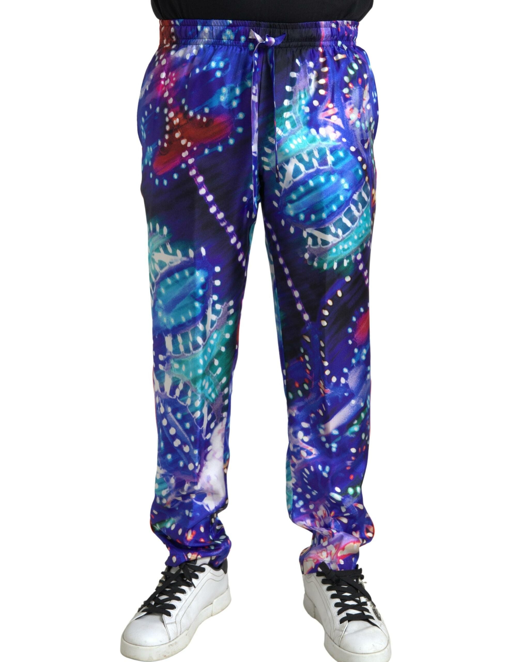 Printed Silk Joggers — Multicolor