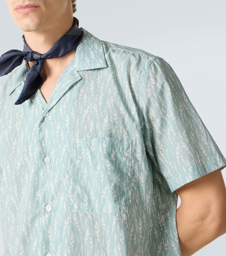Printed cotton-blend bowling shirt