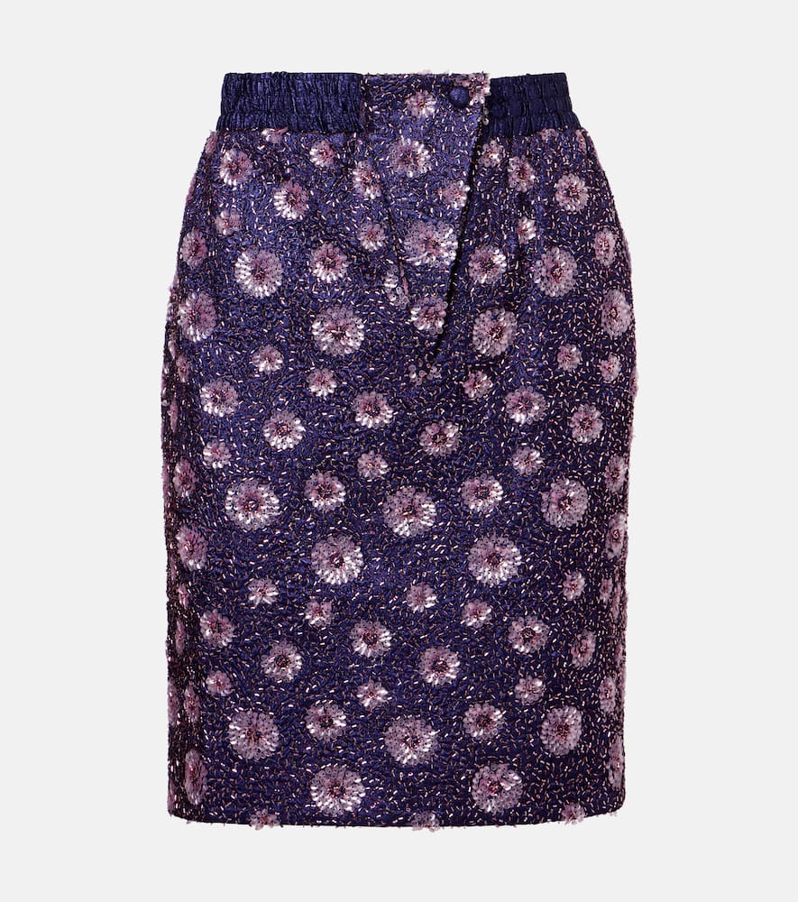 Floral sequined pencil skirt
