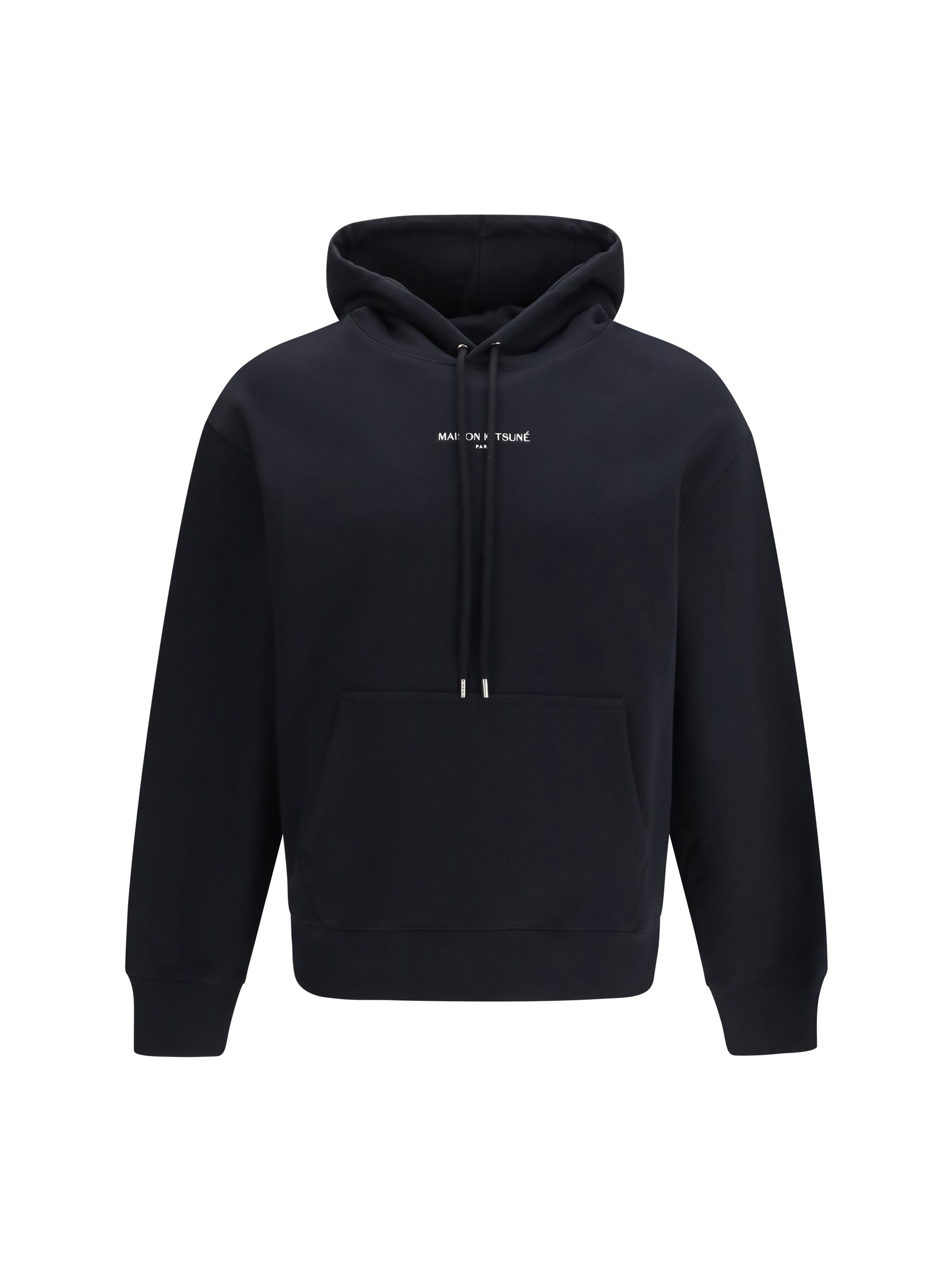 Logo-Embroidered Cotton Hoodie — Black