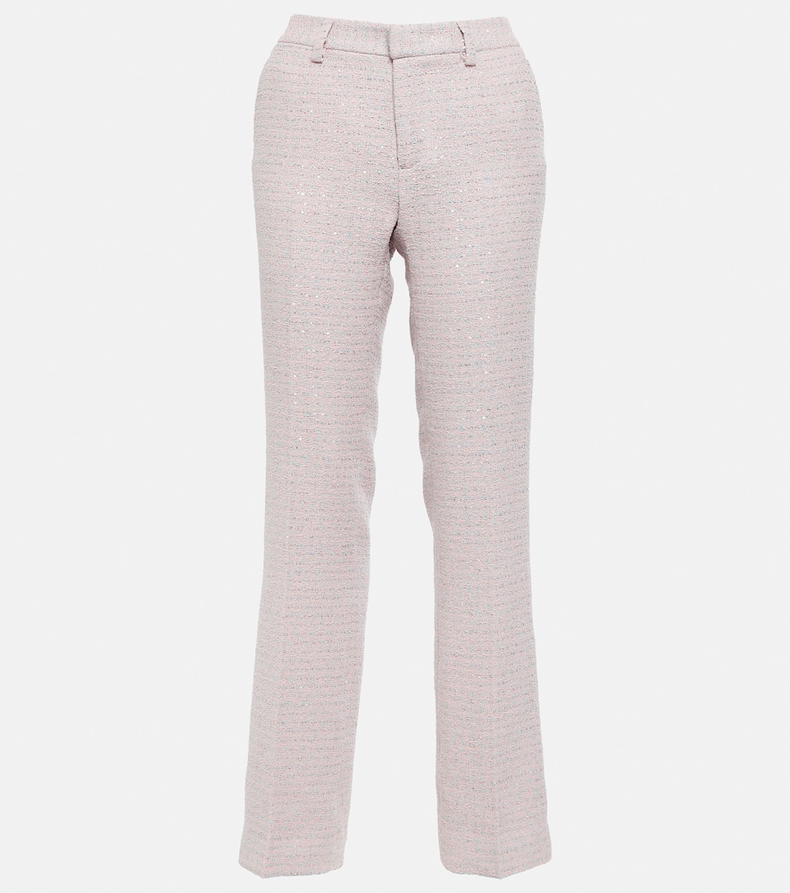 Sequined mid-rise straight pants
