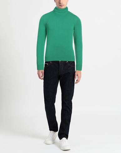 Man Turtleneck Emerald green Size 42 Merino Wool