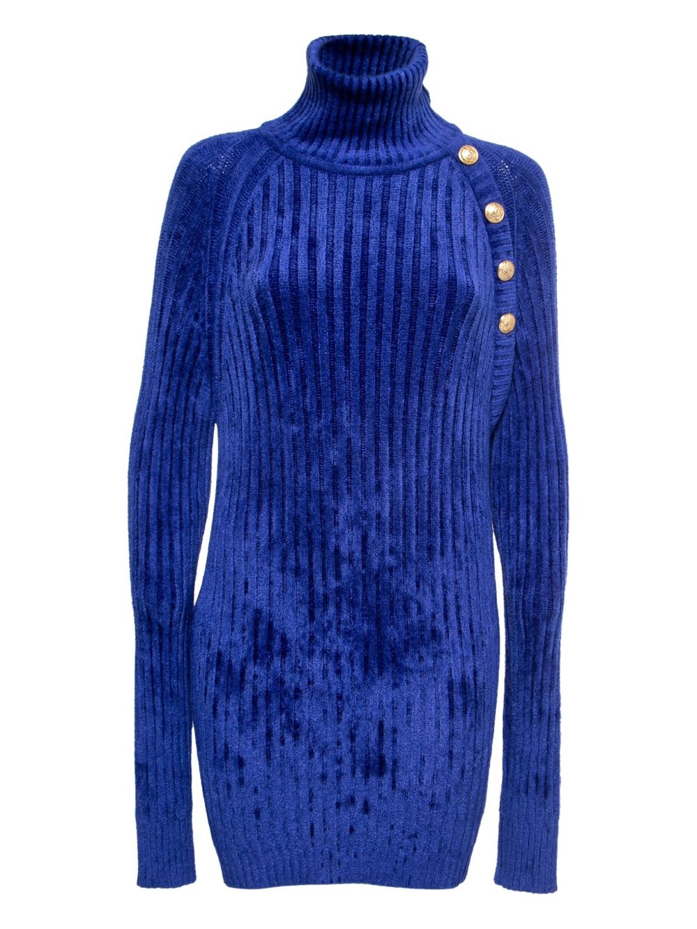 Ribbed turtleneck dress - Blue