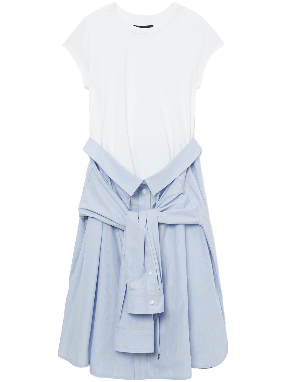 Shirted-skirt midi T-shirt dress - White