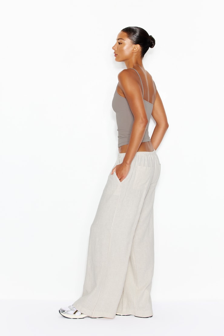 Millie Linen Pull-On Pants - Beige - Women Clothing