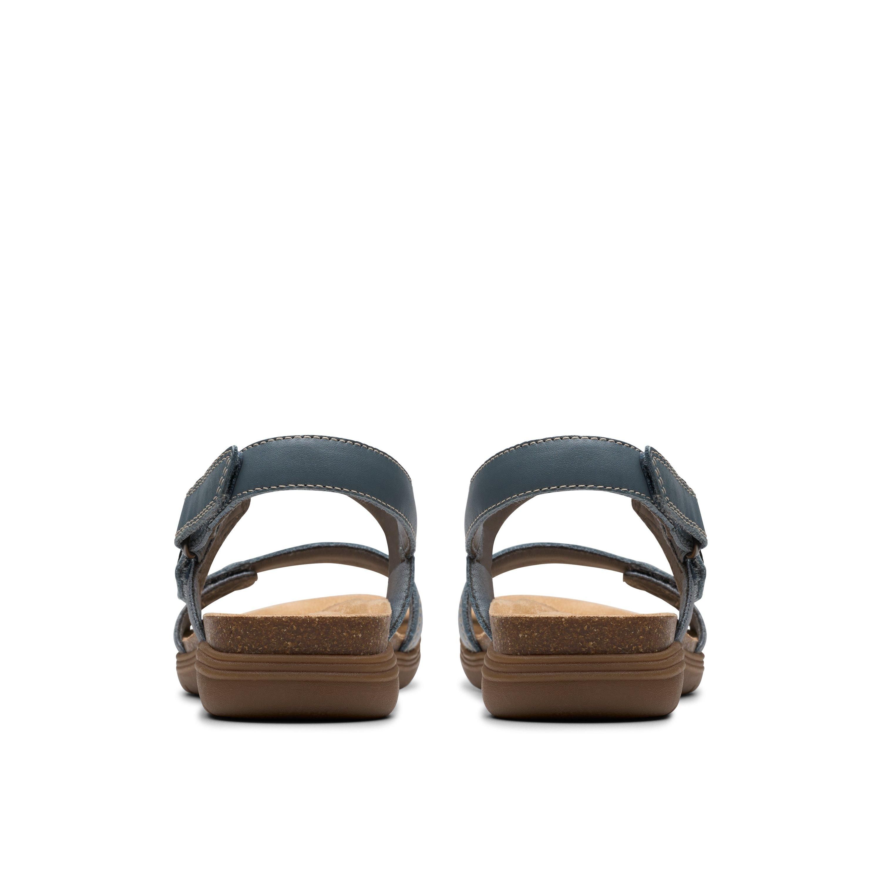 Clarks April Clover Blue Grey Combination Flat Sanda
