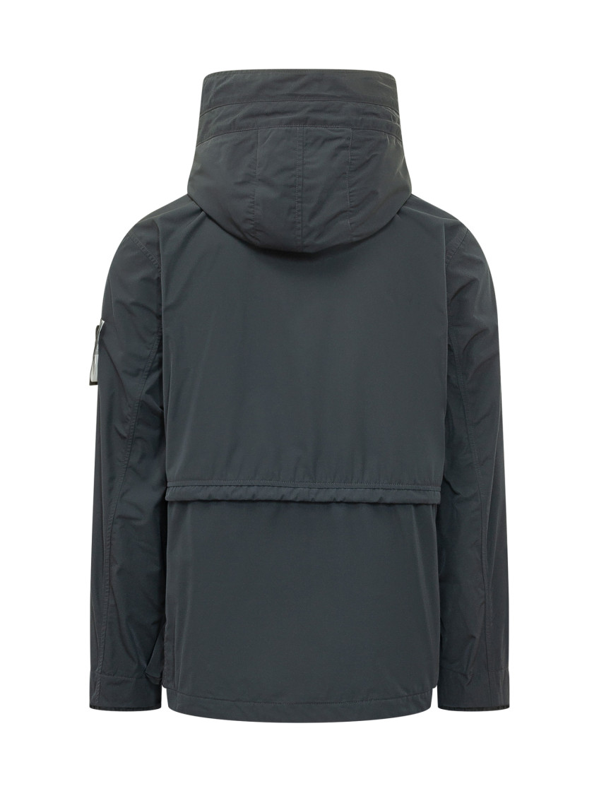 Dark Blue Solid Hood Jacket