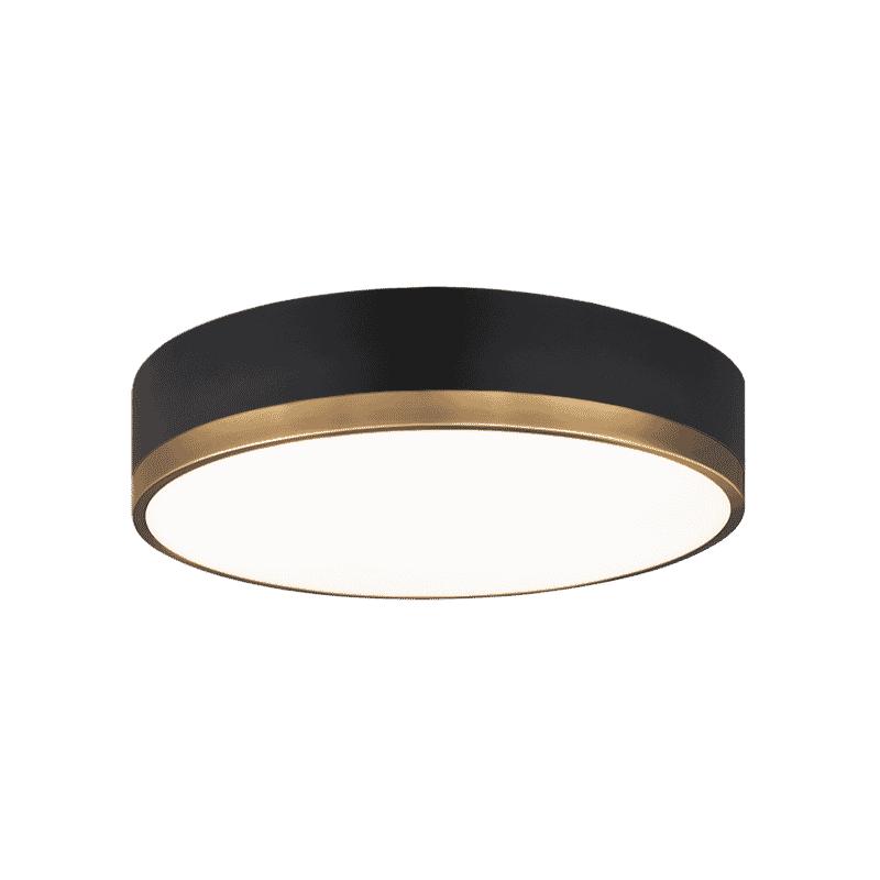 Black & Aged Gold Brass Three Light Ceiling Mount from the Trydor Collection